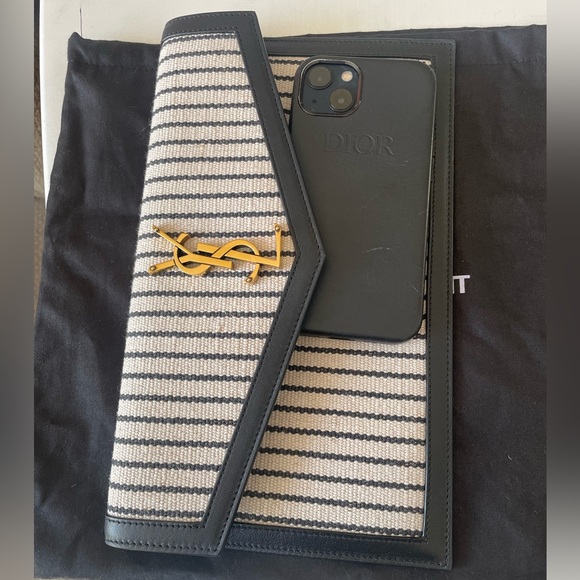 Authentic YSL Uptown Pouch leather with canvas - Picture 5 of 9